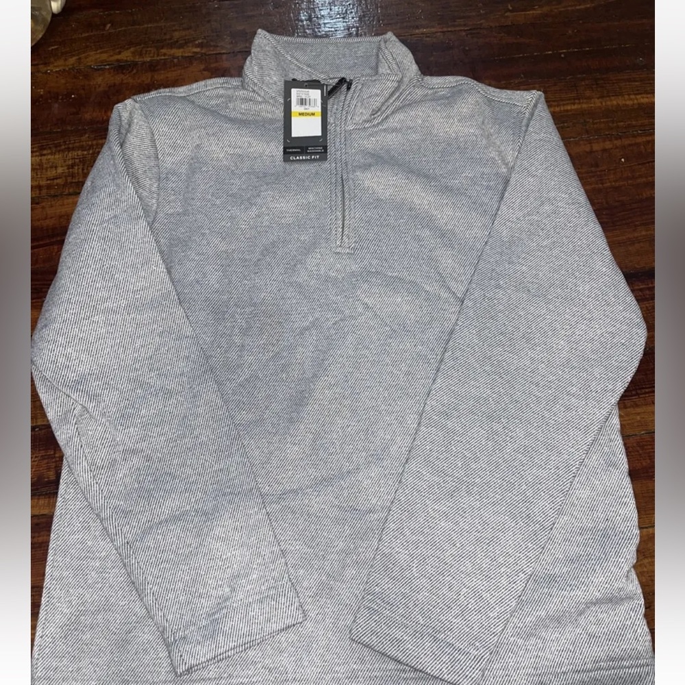 NWT VAN HEUSEN MEN'S CLASSIC FIT 1/4 ZIP THERMAL WEEKEND SWEATER GRAY, Medium